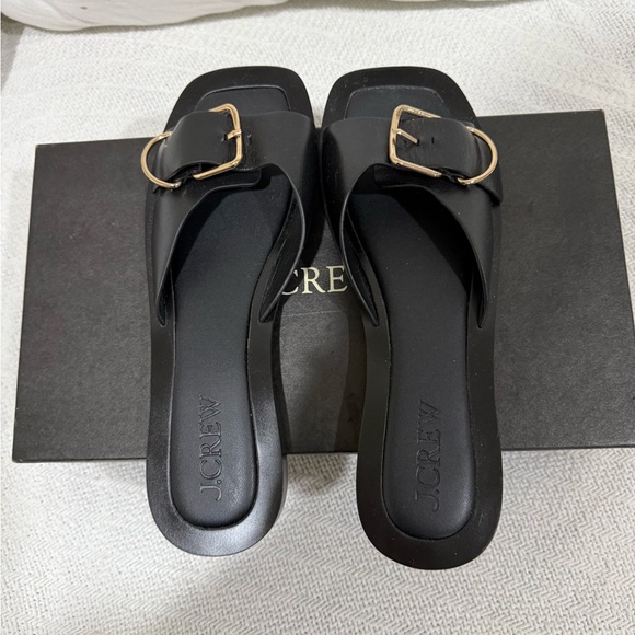 J. Crew Black Callie Sandals in leather sz 9 NWOT - Picture 3 of 5